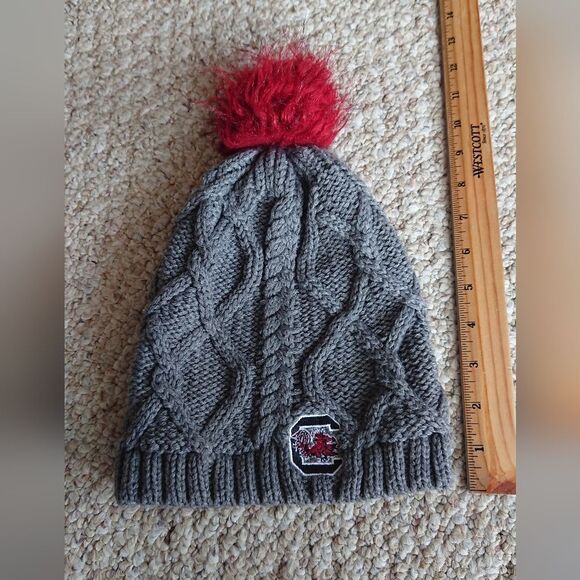 Gray and Garnet gamecock Knit Beanie Pom Pom -  ZooZatz - Picture 2 of 11